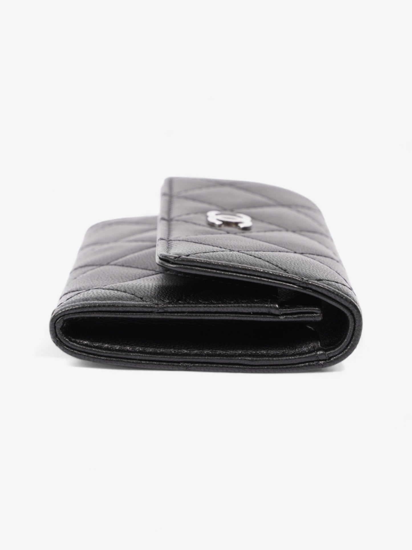 Chanel Interlocking CC Small Flap Card Holder Black Lambskin Leather