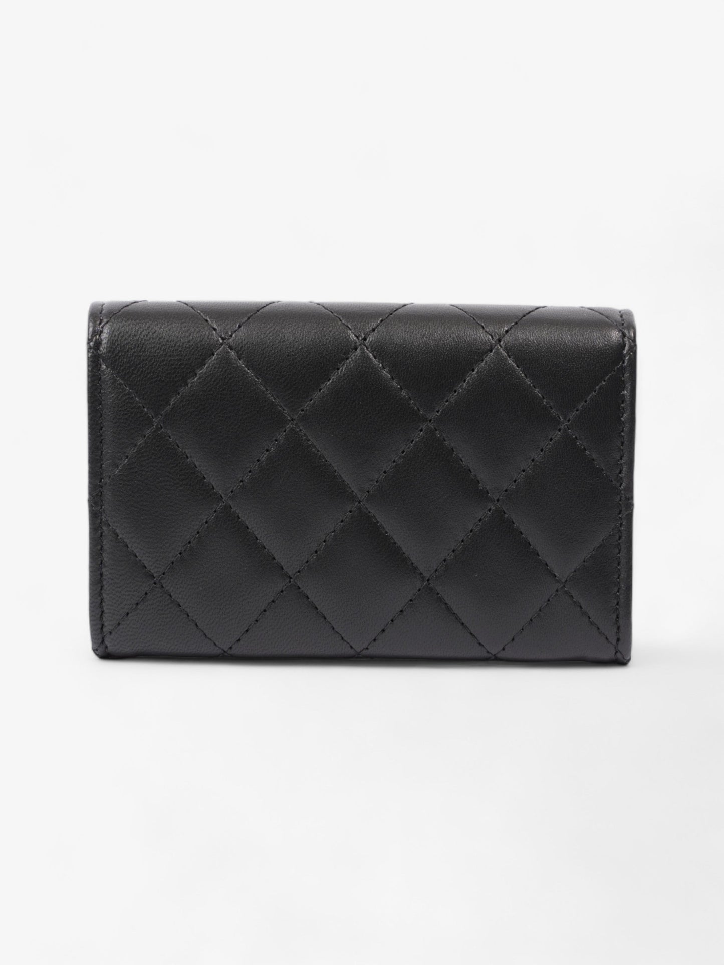 Chanel Interlocking CC Small Flap Card Holder Black Lambskin Leather
