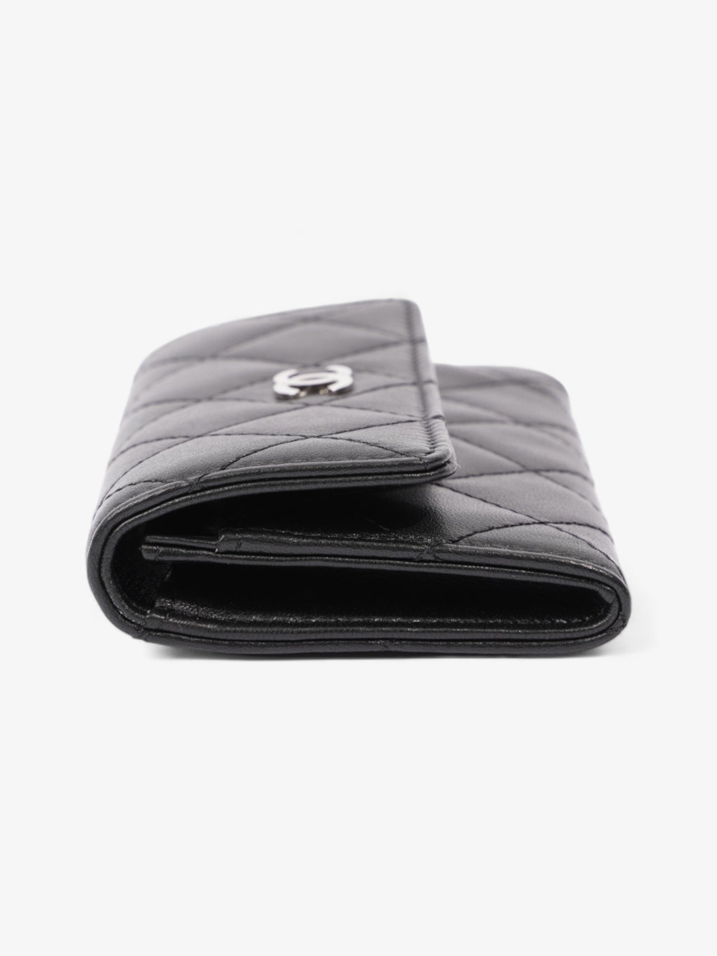 Chanel Interlocking CC Small Flap Card Holder Black Lambskin Leather