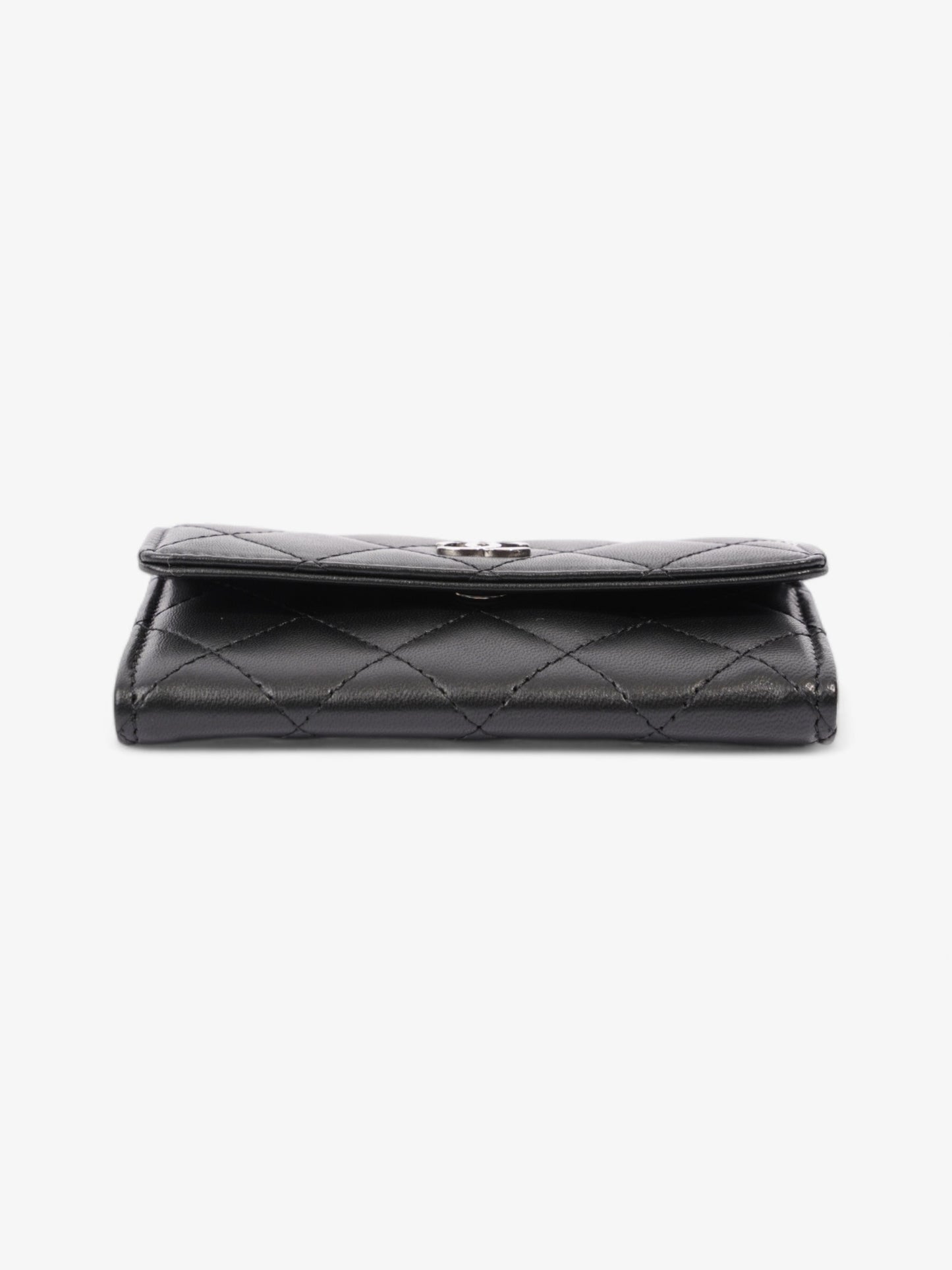 Chanel Interlocking CC Small Flap Card Holder Black Lambskin Leather