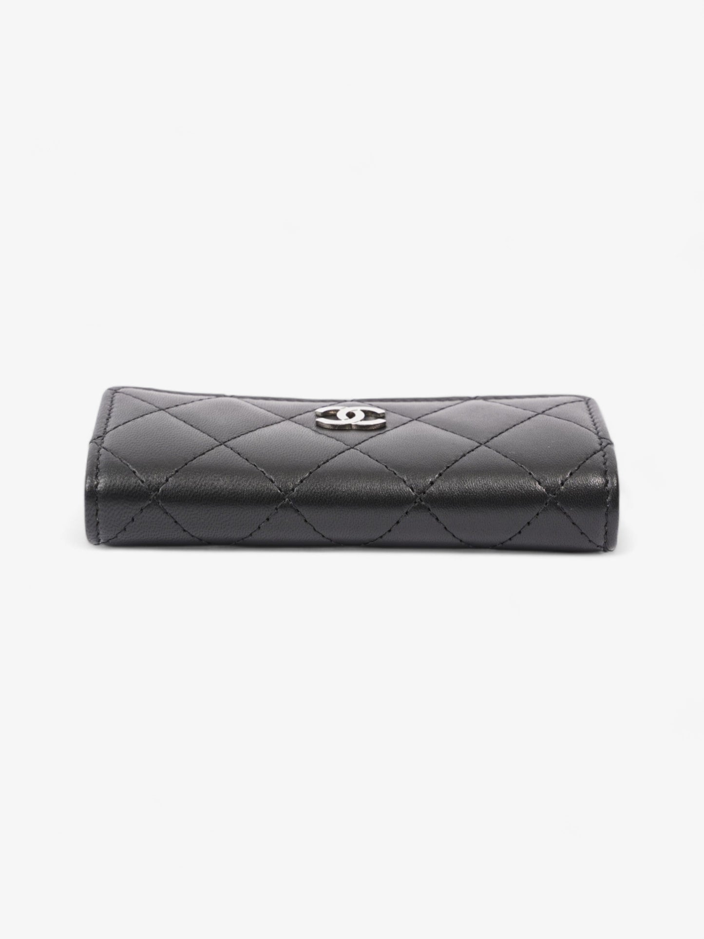 Chanel Interlocking CC Small Flap Card Holder Black Lambskin Leather