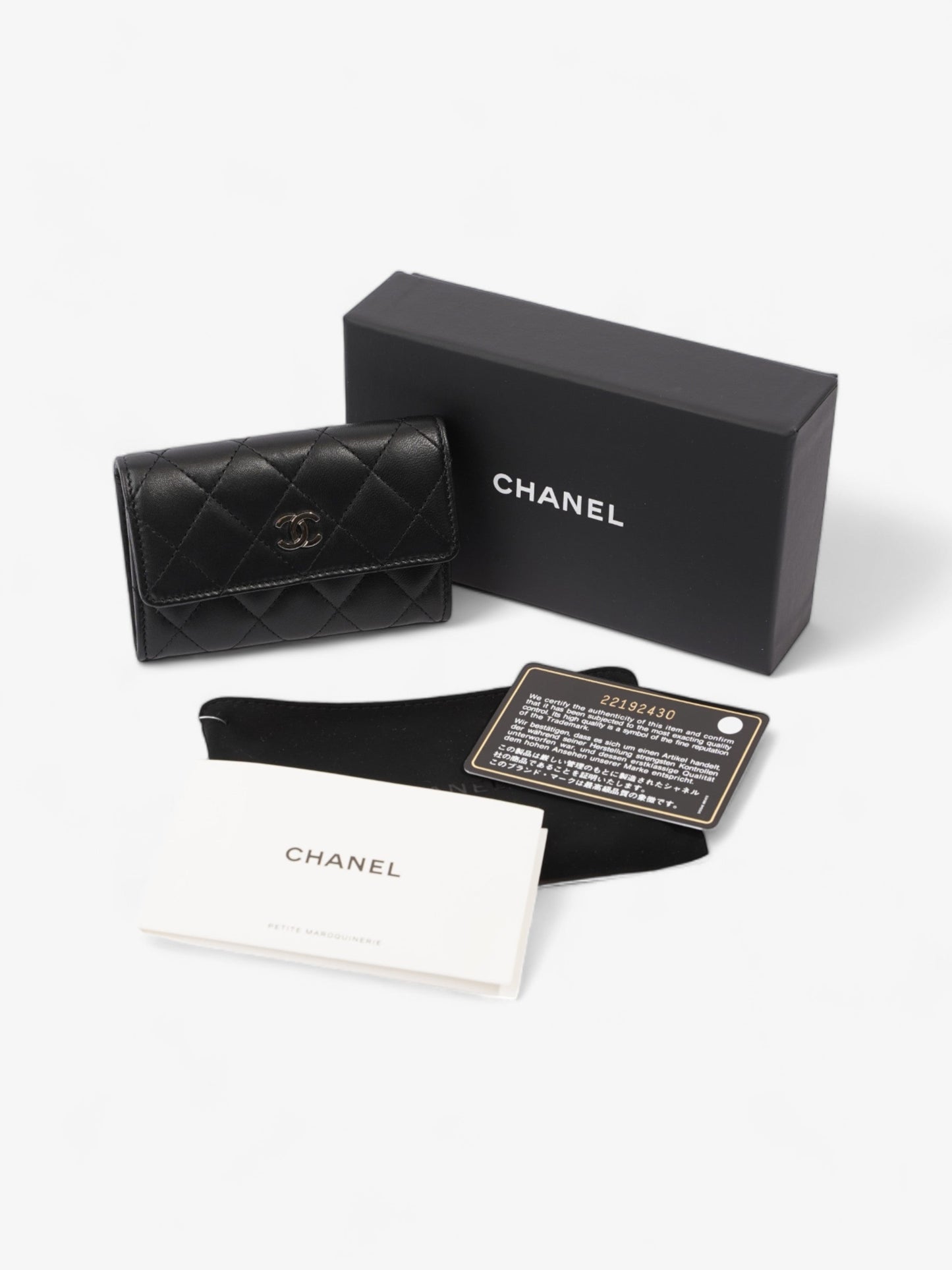 Chanel Interlocking CC Small Flap Card Holder Black Lambskin Leather