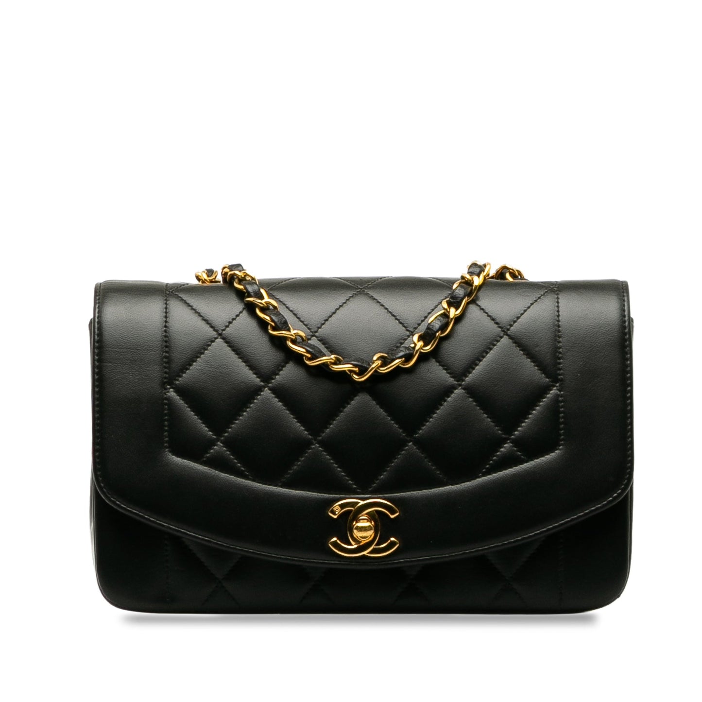 Chanel Diana Small Black Lambskin Gold
