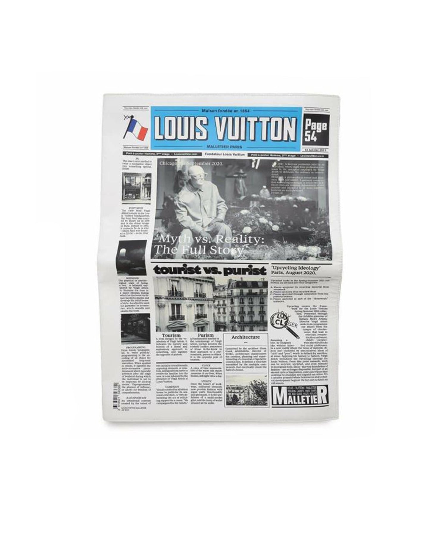 Printed Calf Leather Newspaper Pouch with Detachable Wrist Strap