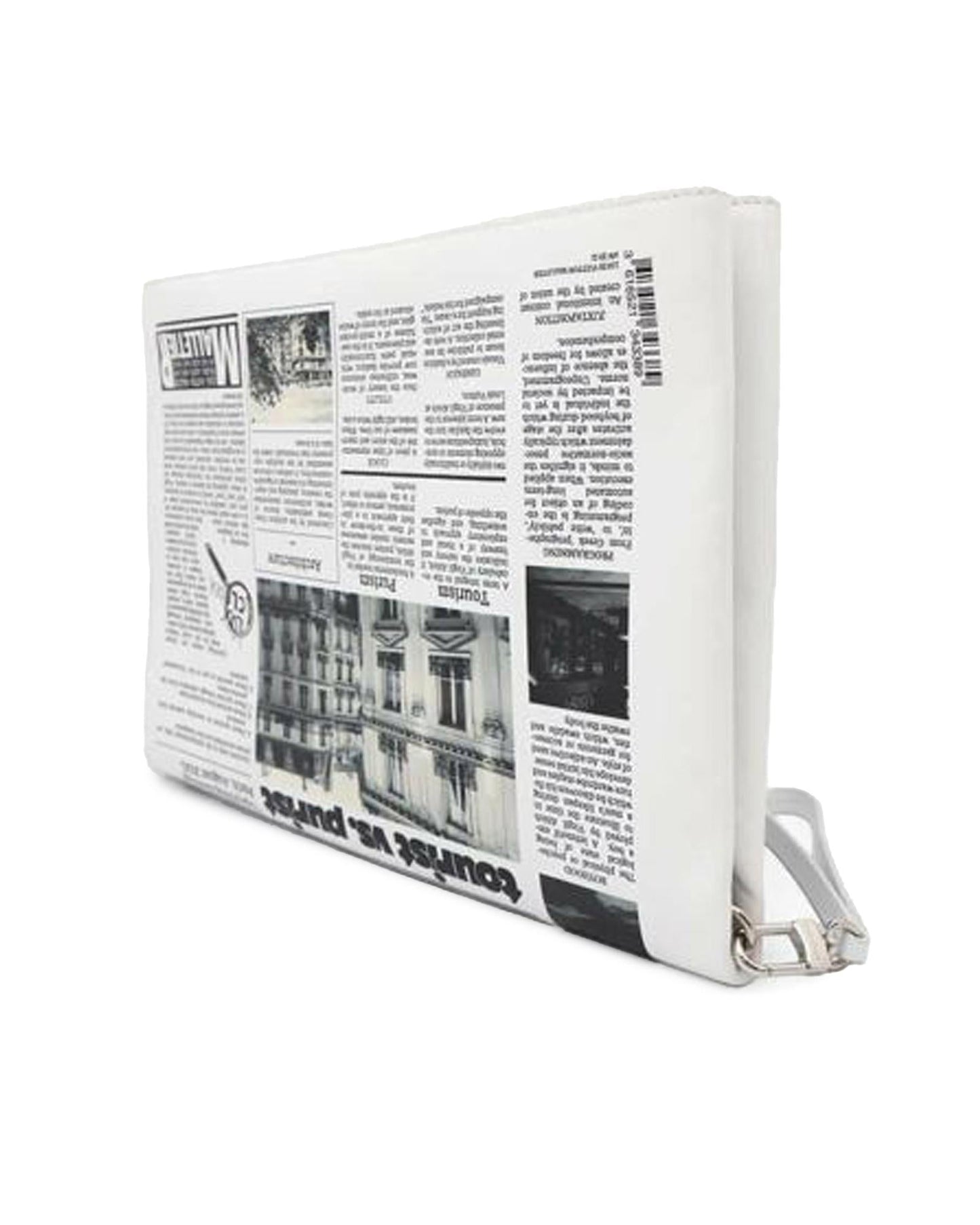 Printed Calf Leather Newspaper Pouch with Detachable Wrist Strap