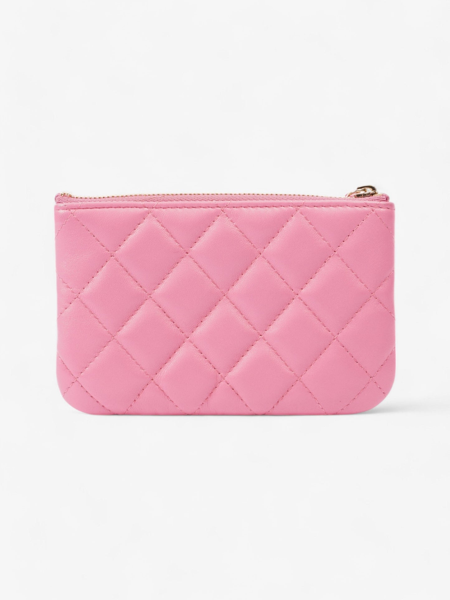 Chanel Zipped Pouch Pink Lambskin Leather