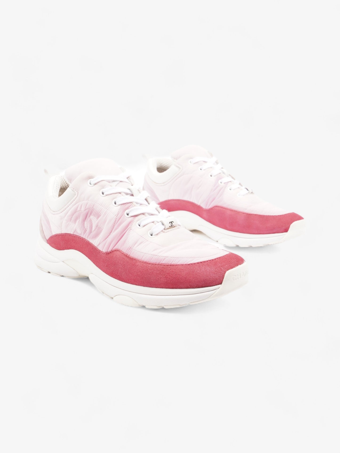 Chanel CC Logo Sneakers  Pink / Red / White Nylon EU 41 UK 8