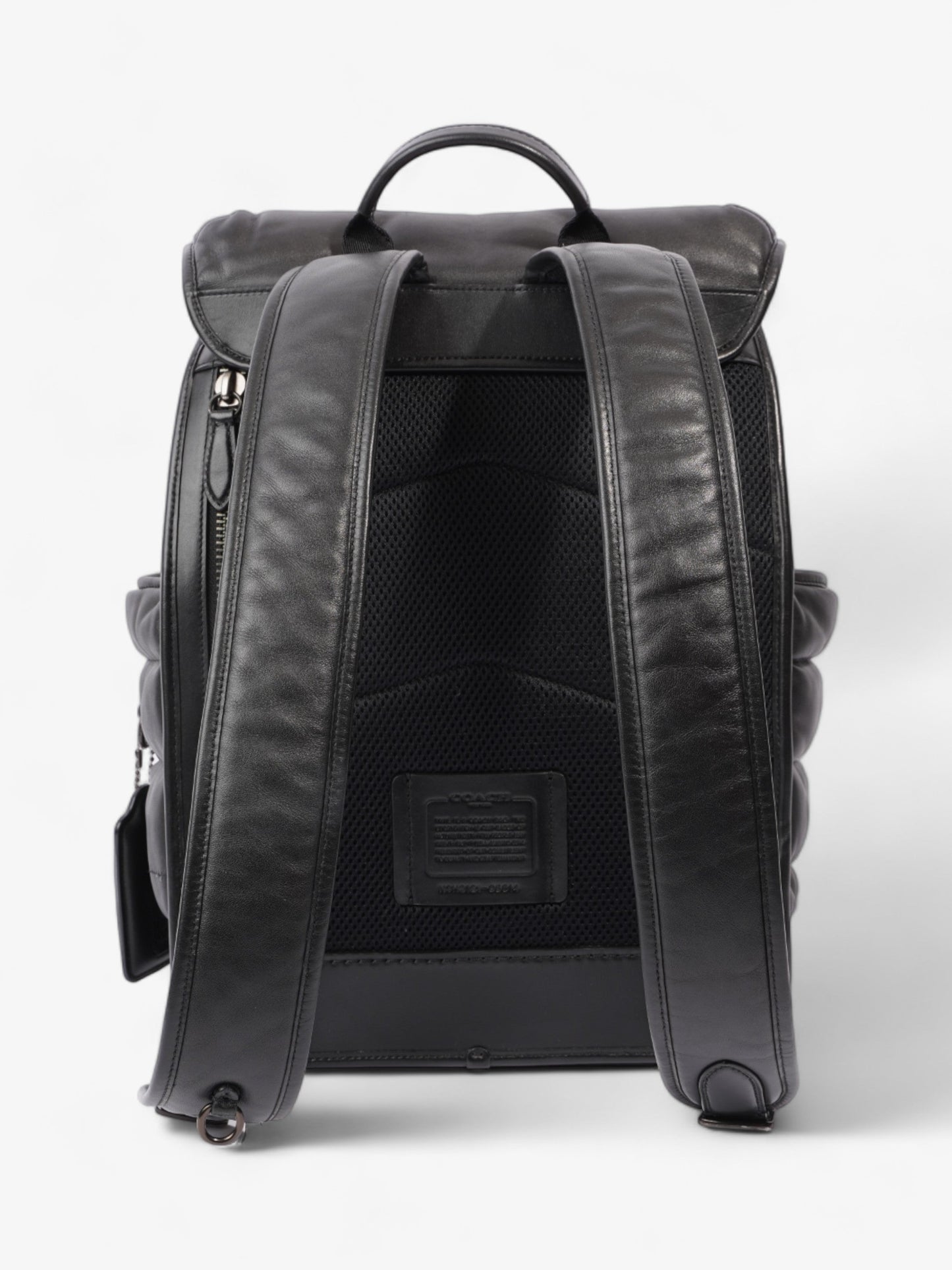 Coach League Flap Quilted Backpack Black Calfskin Leather
