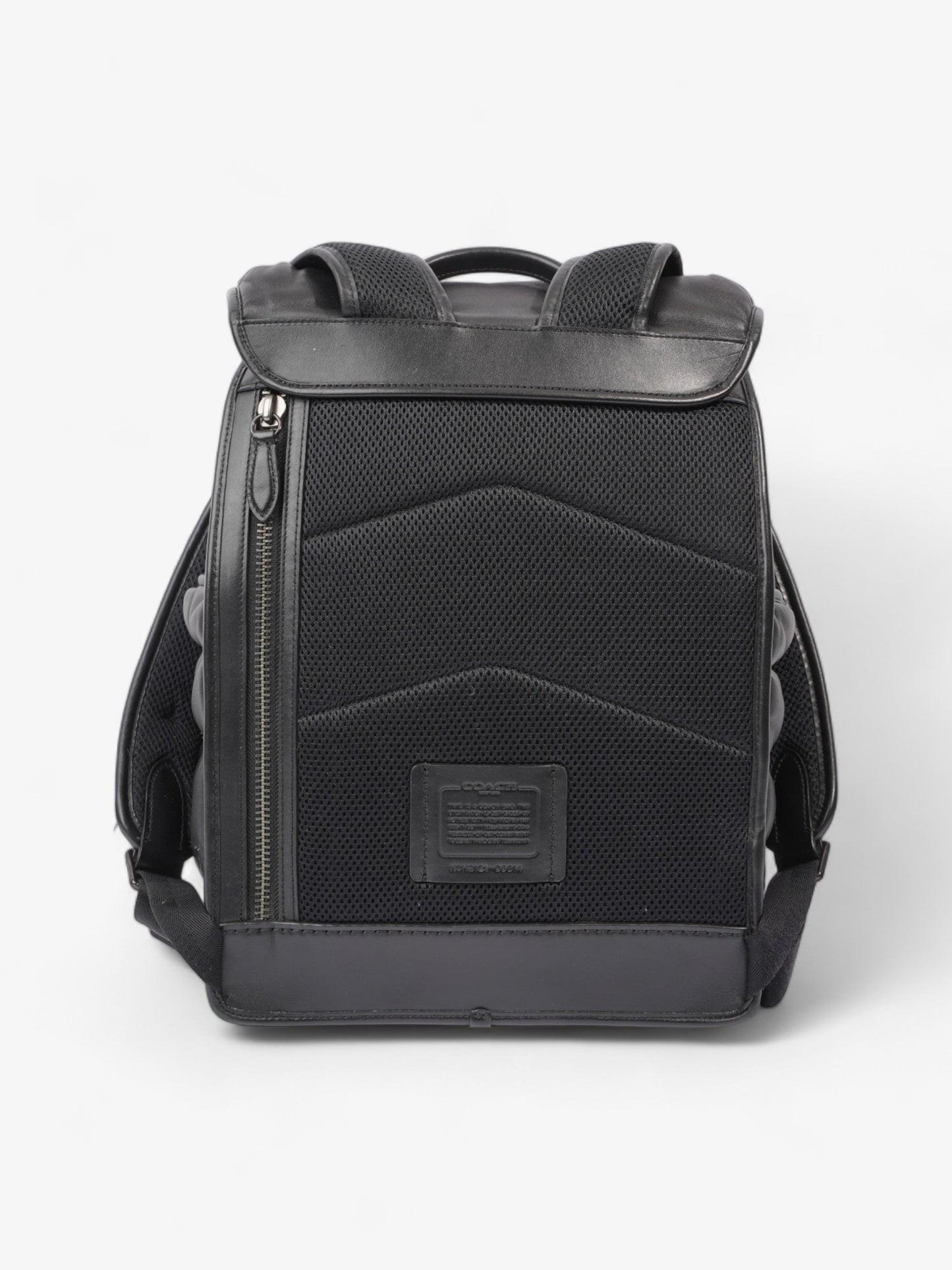 Coach League Flap Quilted Backpack Black Calfskin Leather