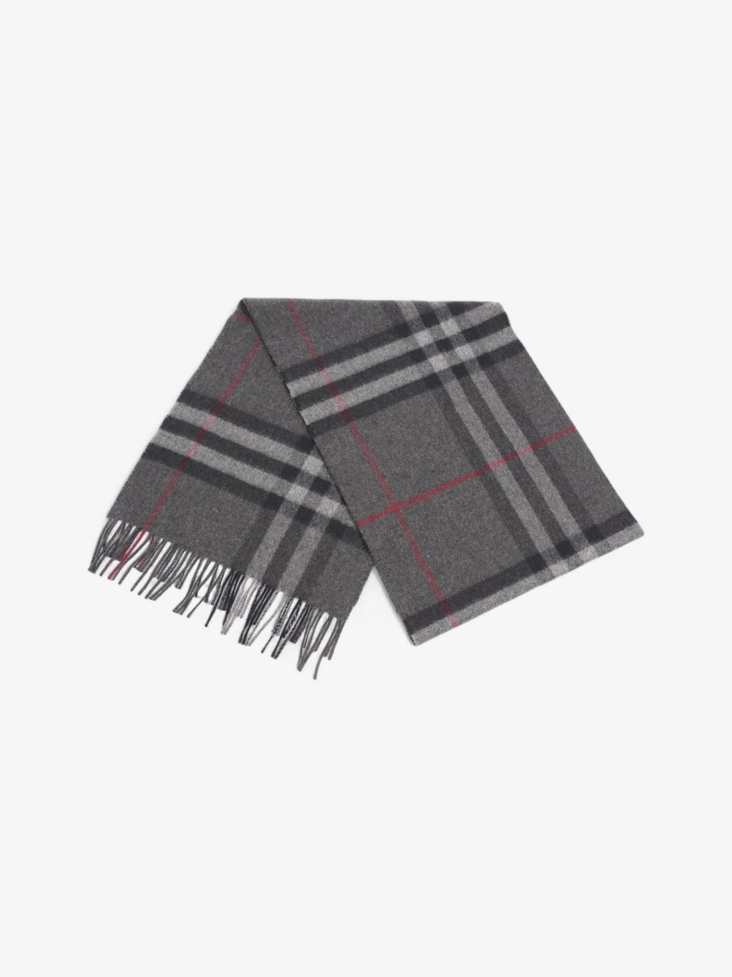 Burberry Giant Check Scarf Charcoal Cashmere