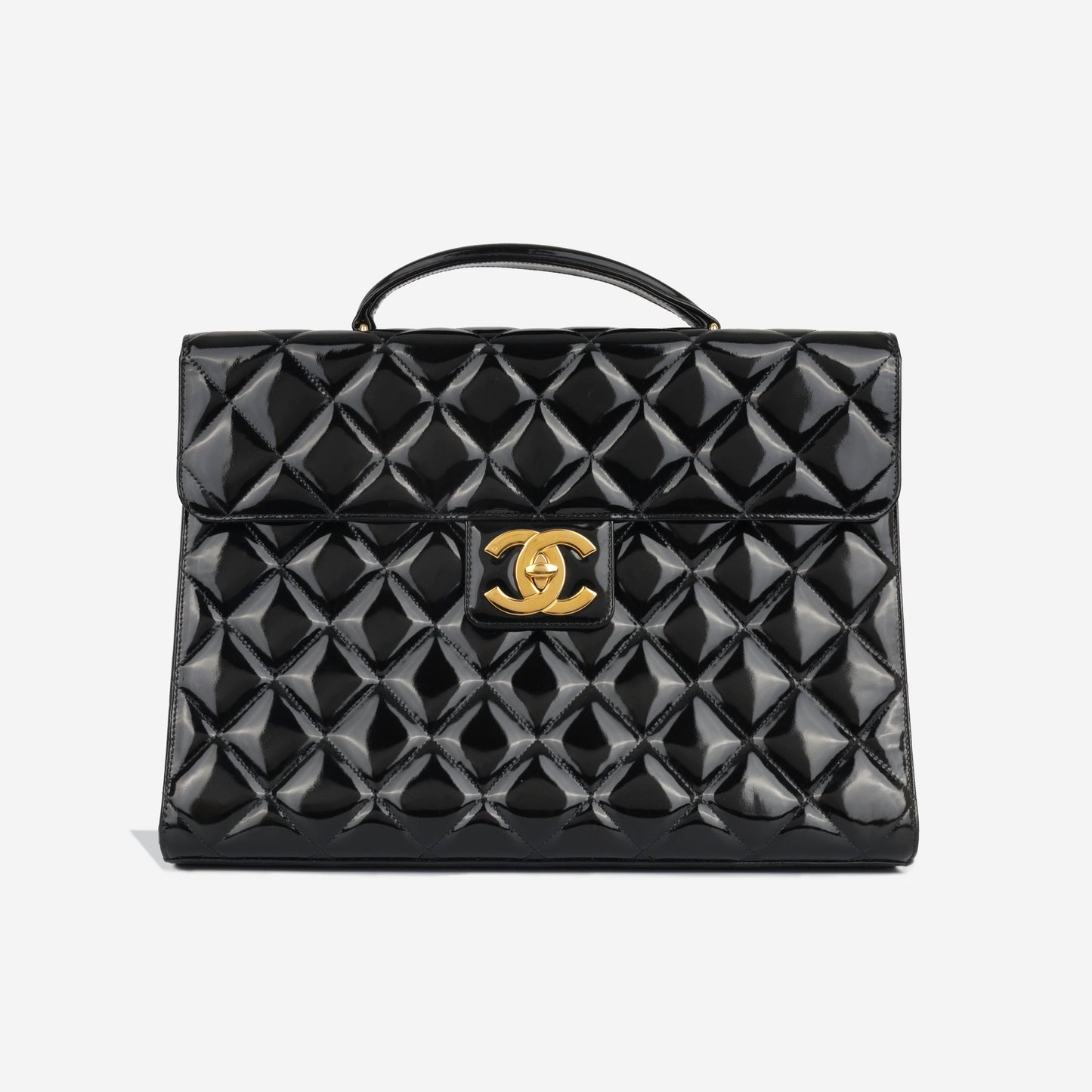 Chanel Vintage Portfolio Briefcase - Black Patent