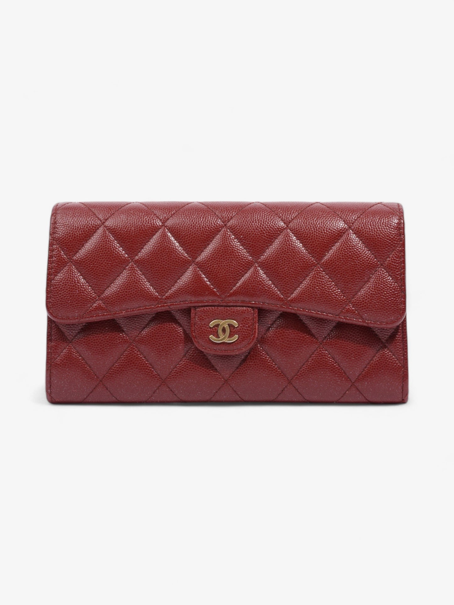 Chanel Trifold Wallet Dark Red / Gold Caviar Leather