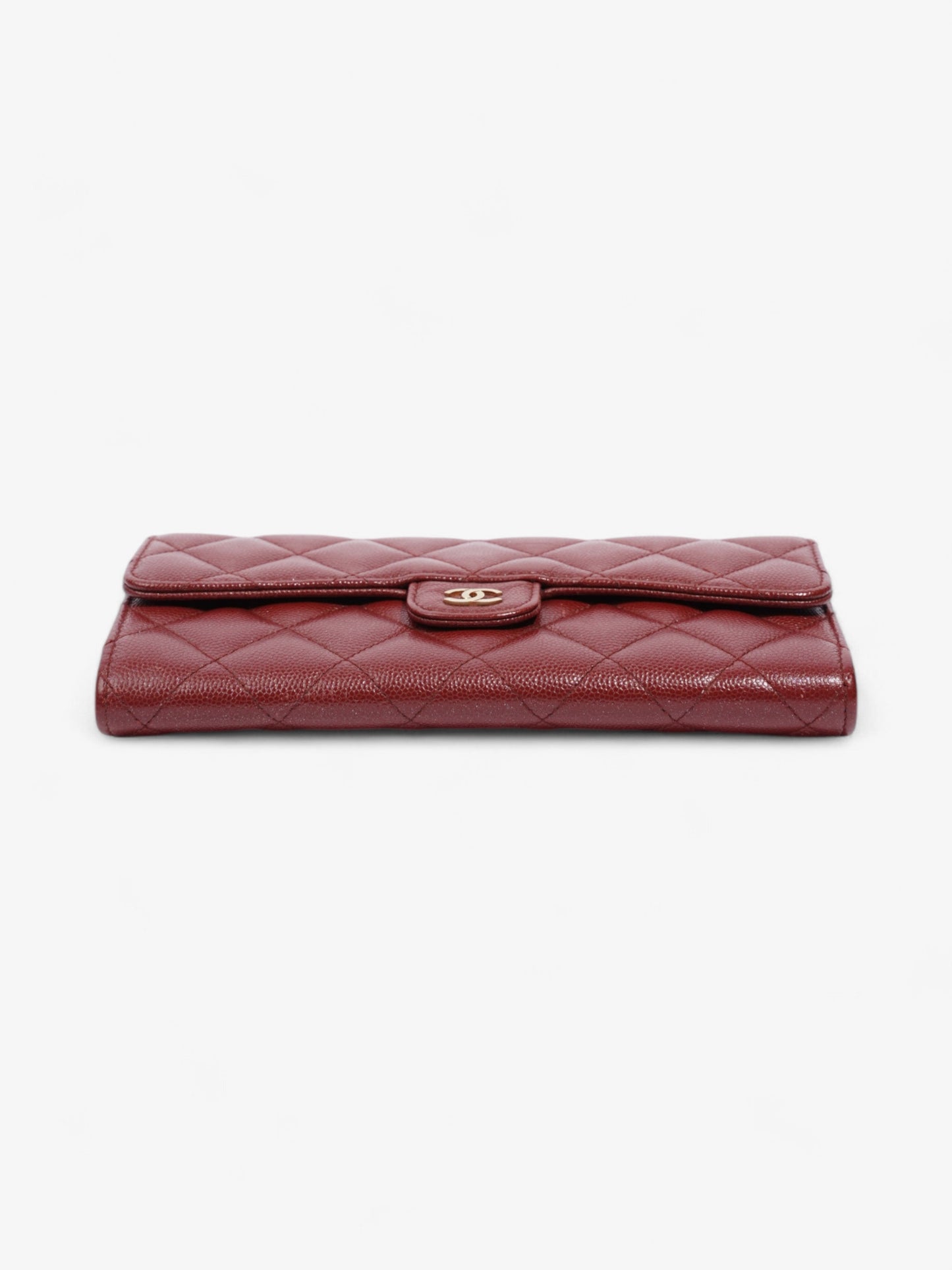 Chanel Trifold Wallet Dark Red / Gold Caviar Leather