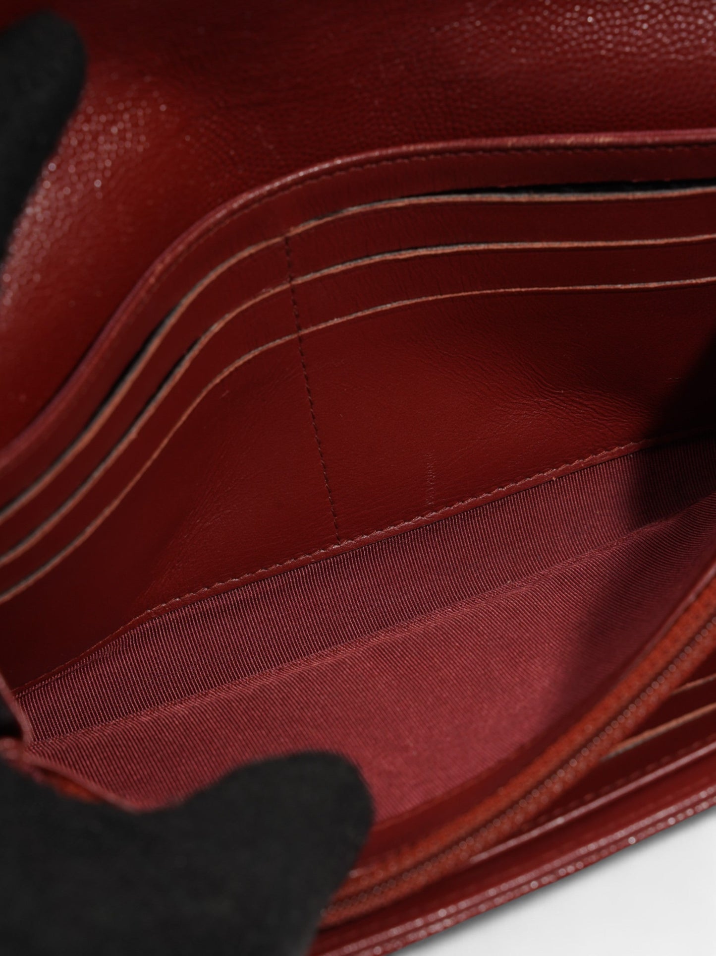 Chanel Trifold Wallet Dark Red / Gold Caviar Leather