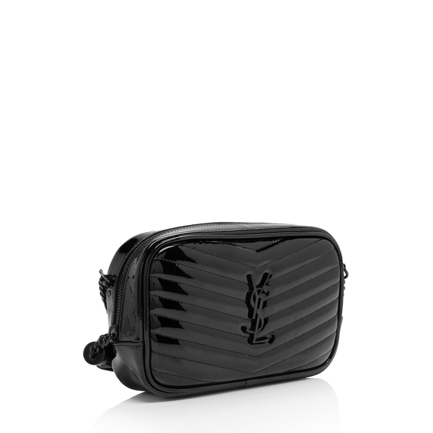Saint Laurent Matelasse Patent Leather Monogram Lou Mini Camera Bag (SHF-xwMZnb)