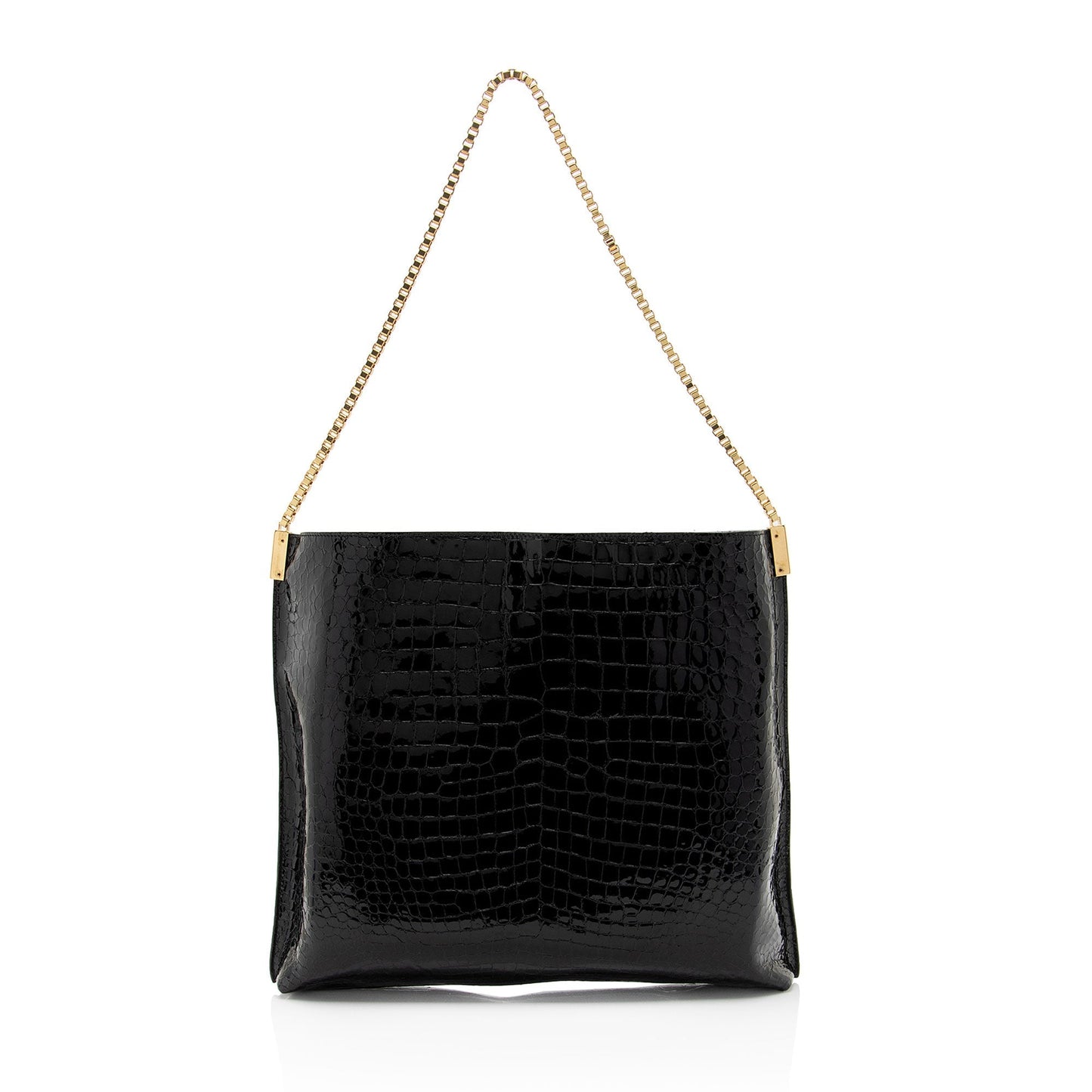 Saint Laurent Patent Croc Embossed Leather Suzanne Medium Hobo (SHF-ob9qRW)