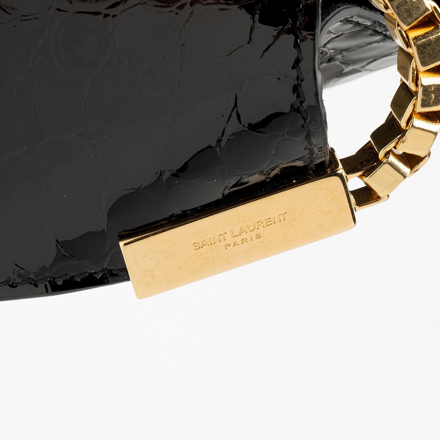 Saint Laurent Patent Croc Embossed Leather Suzanne Medium Hobo (SHF-ob9qRW)
