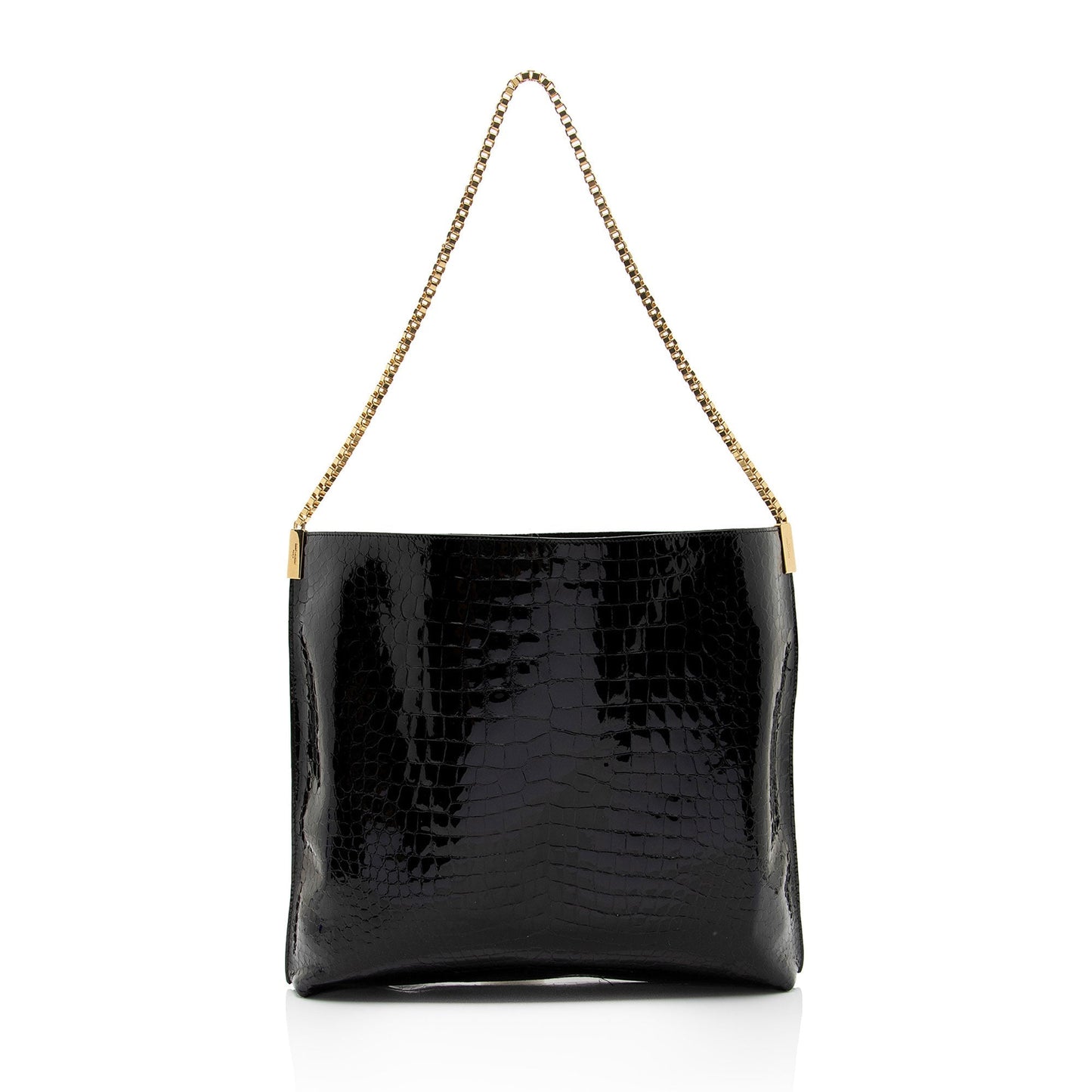 Saint Laurent Patent Croc Embossed Leather Suzanne Medium Hobo (SHF-ob9qRW)