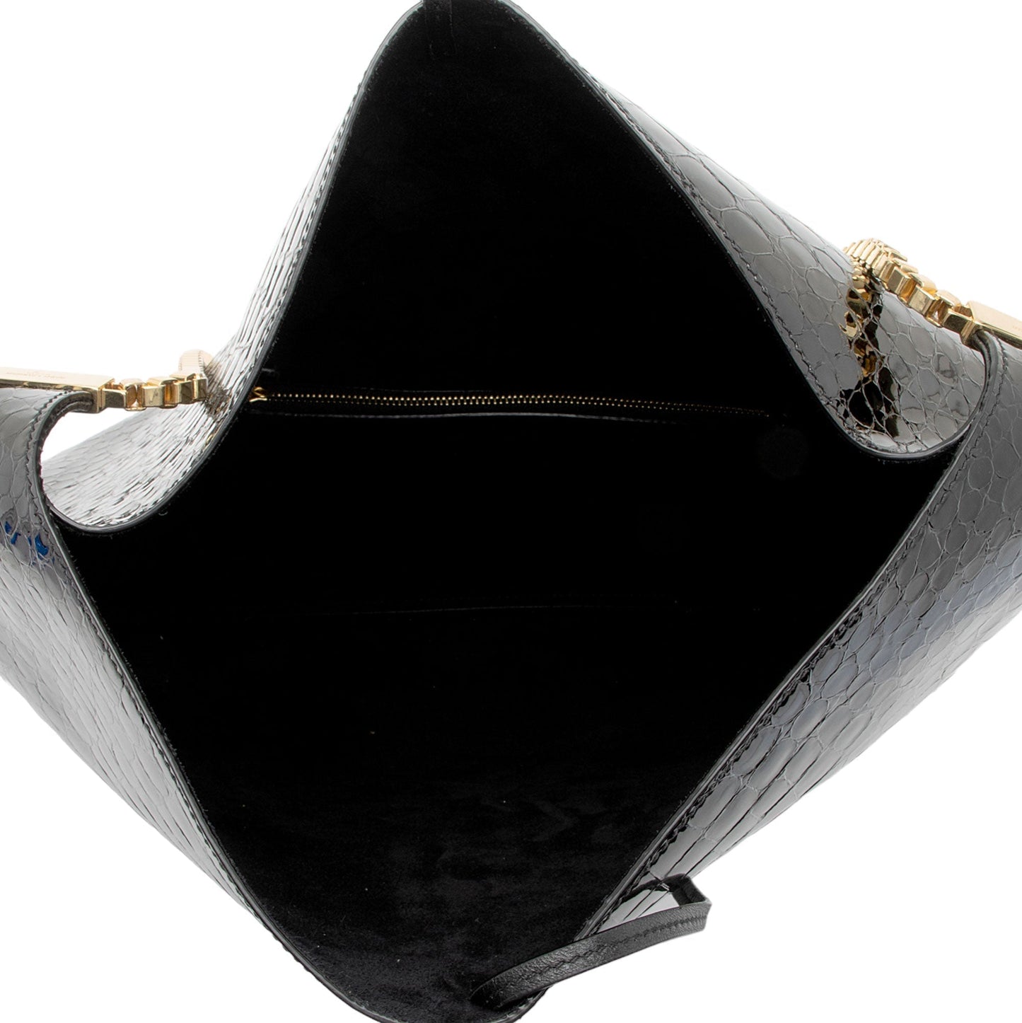 Saint Laurent Patent Croc Embossed Leather Suzanne Medium Hobo (SHF-ob9qRW)