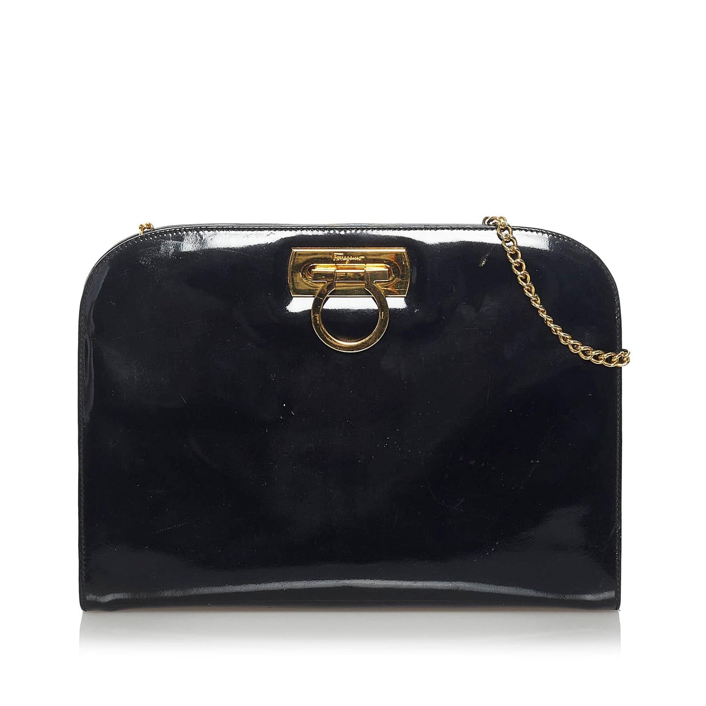 Salvatore Ferragamo Gancini Patent Leather Crossbody Bag (SHG-34194)
