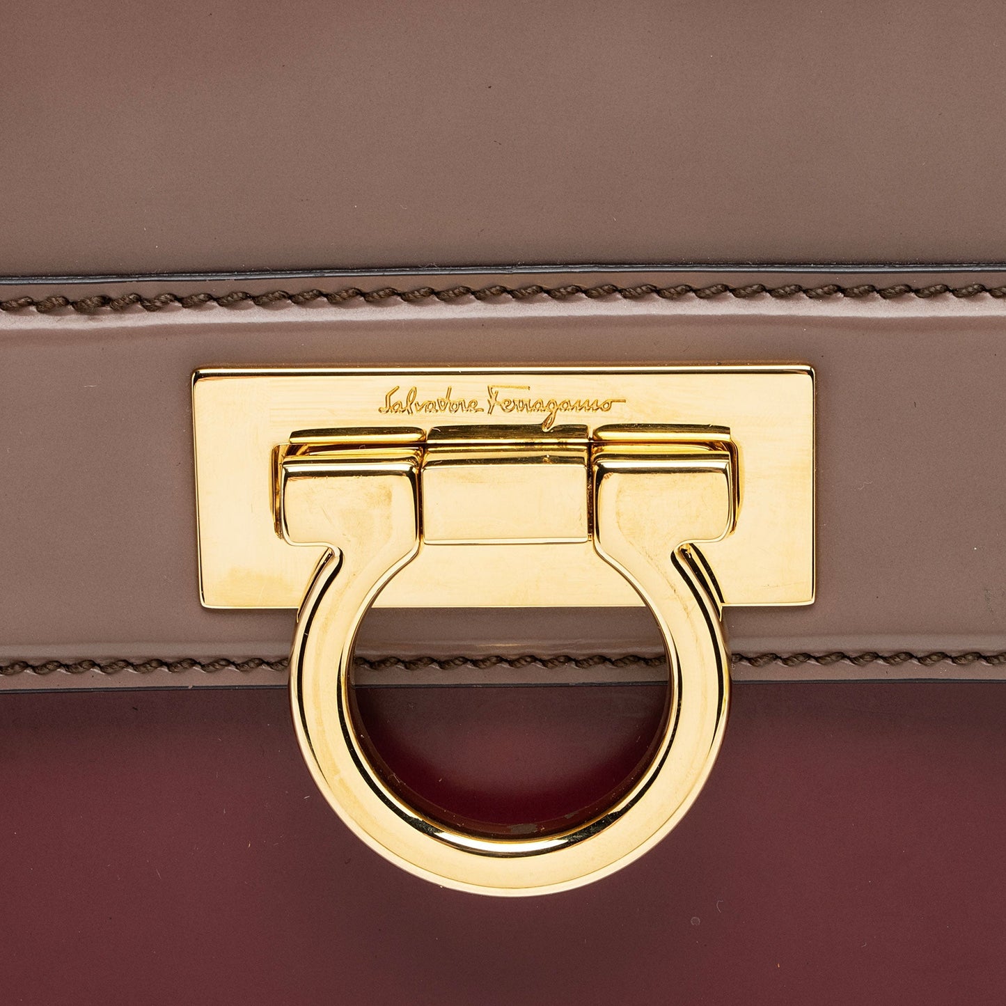 Salvatore Ferragamo Patent Leather Tricolor Gancini Sofia Medium Satchel (SHF-TxFQvD)