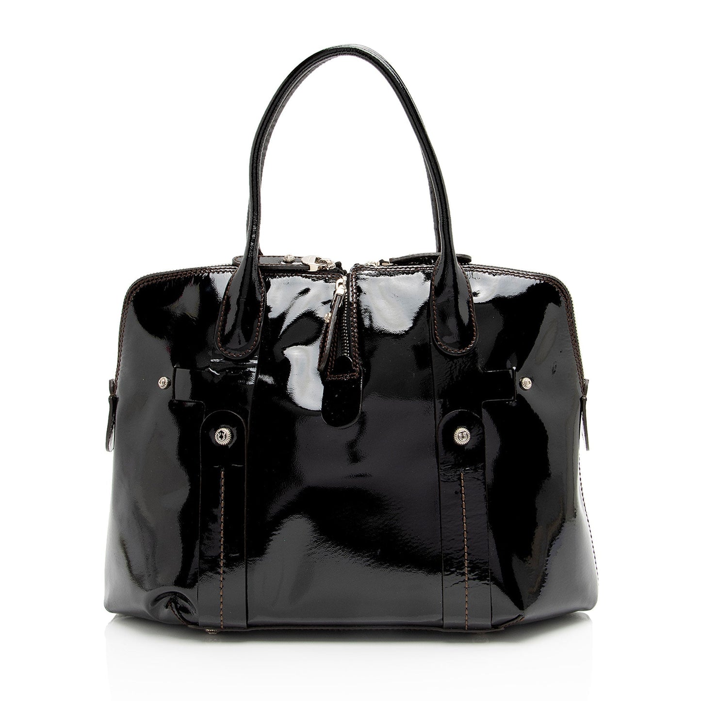 Salvatore Ferragamo Patent Leather Zip Side Tote (SHF-OOzCBD)