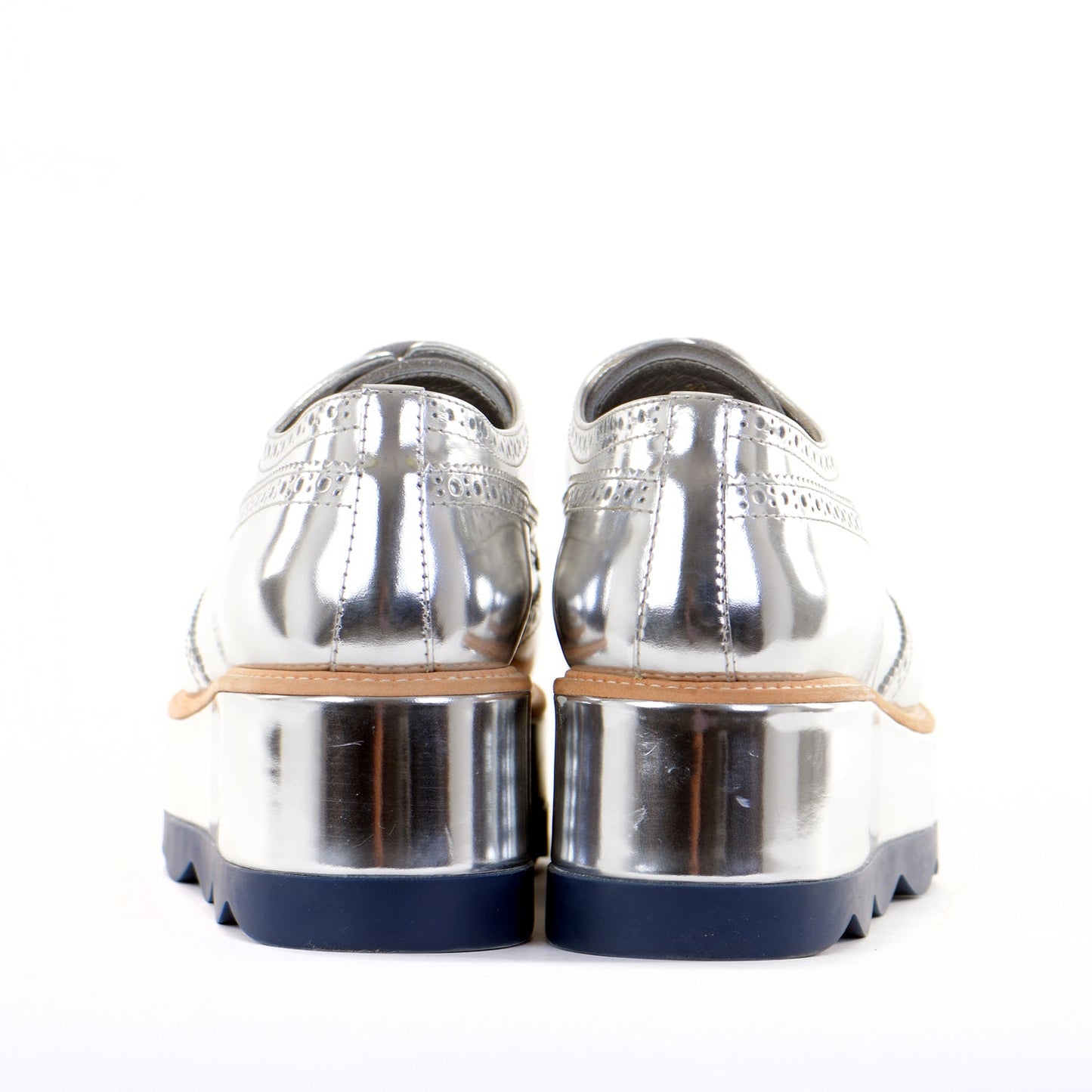 Silver Leather Platform Brogues