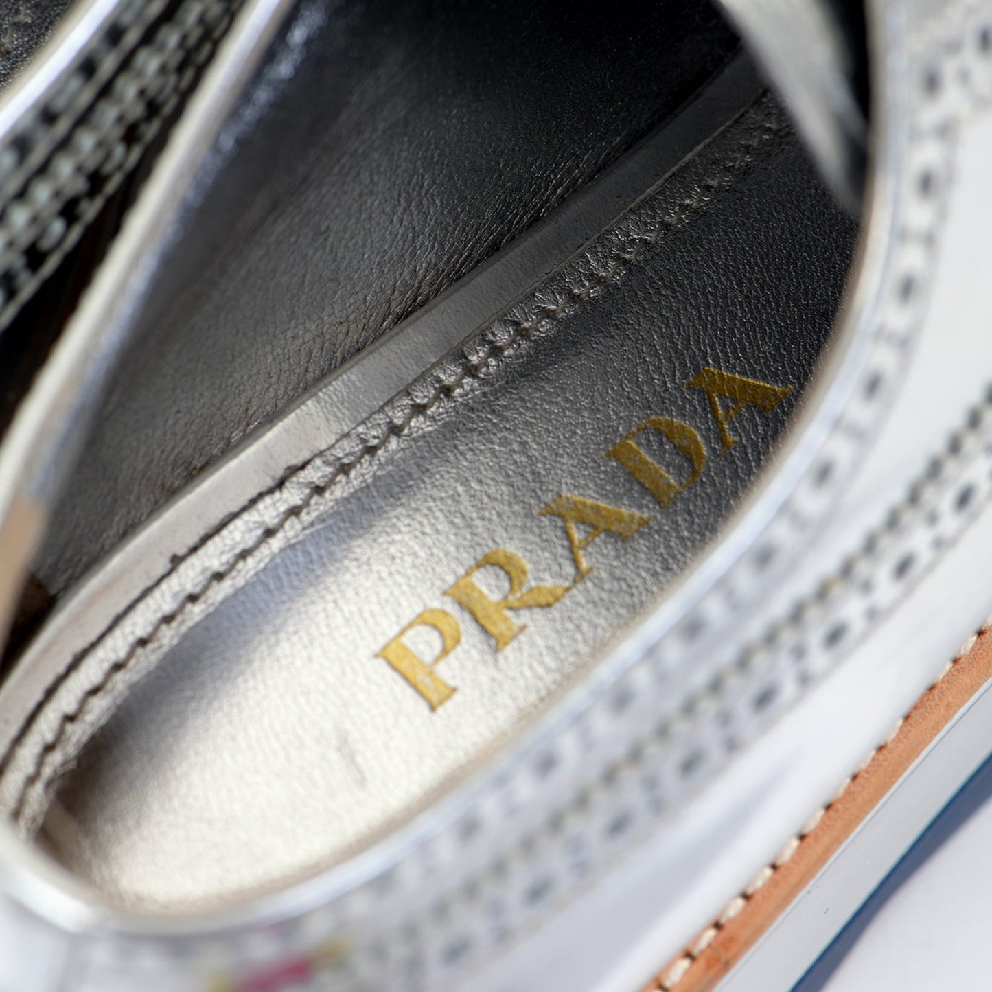 Silver Leather Platform Brogues