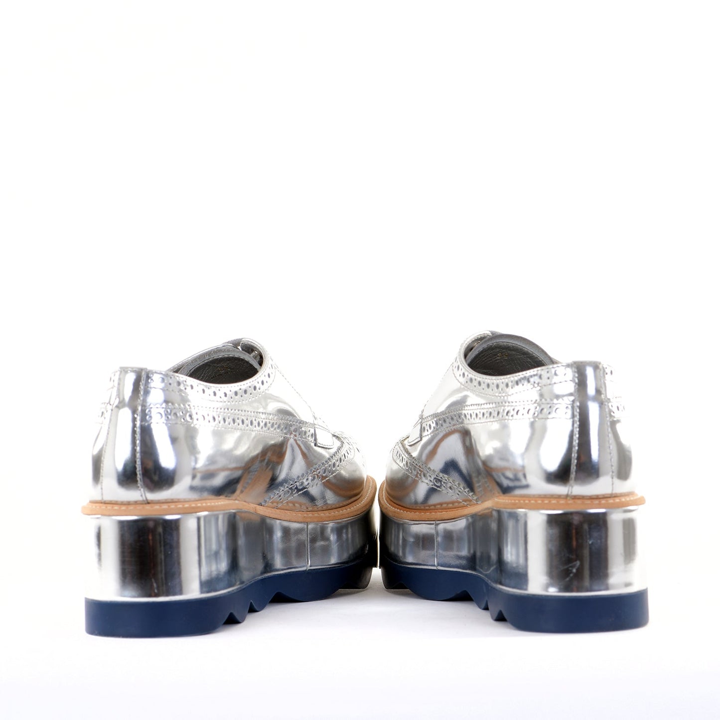 Silver Leather Platform Brogues