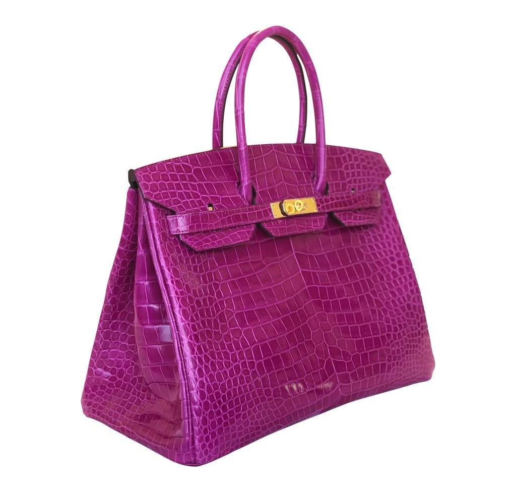 HermÃƒÆ’Ã‚Â¨s Birkin 35 Rose Sheherazade Crocodile Bag