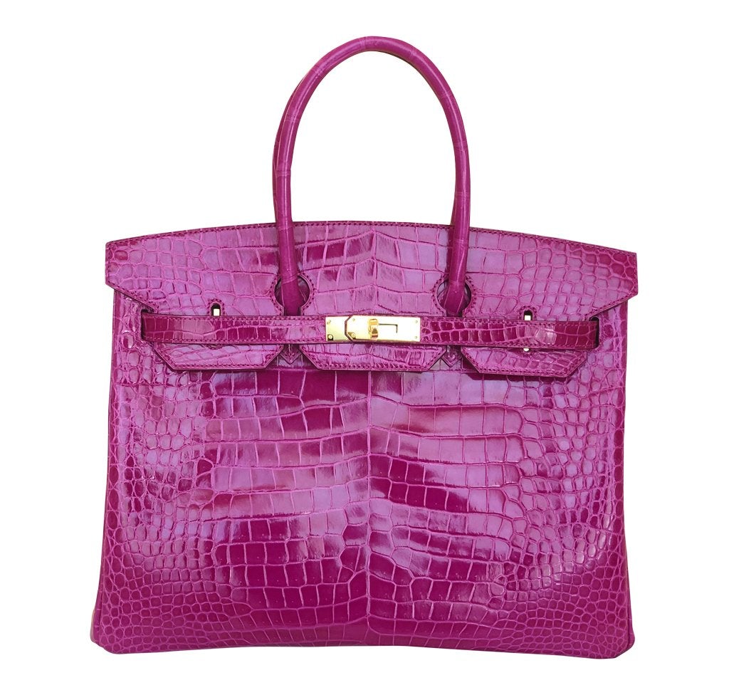 HermÃƒÆ’Ã‚Â¨s Birkin 35 Rose Sheherazade Crocodile Bag