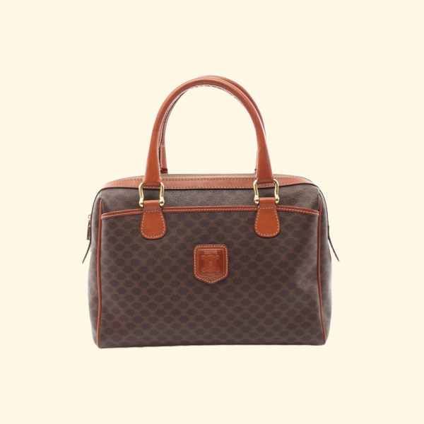 Celine Macadam Handbag PVC Leather Dark Brown