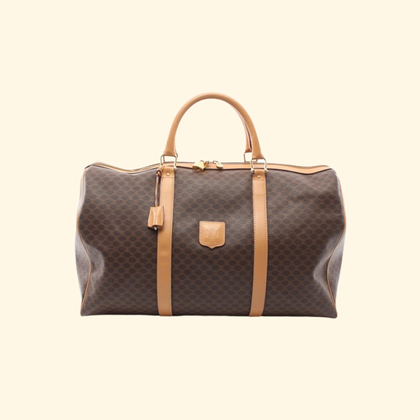Celine Macadam Boston Light Brown Leather Bag