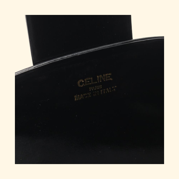 Celine Shoulder Bag Leather Black Carriage Fittings