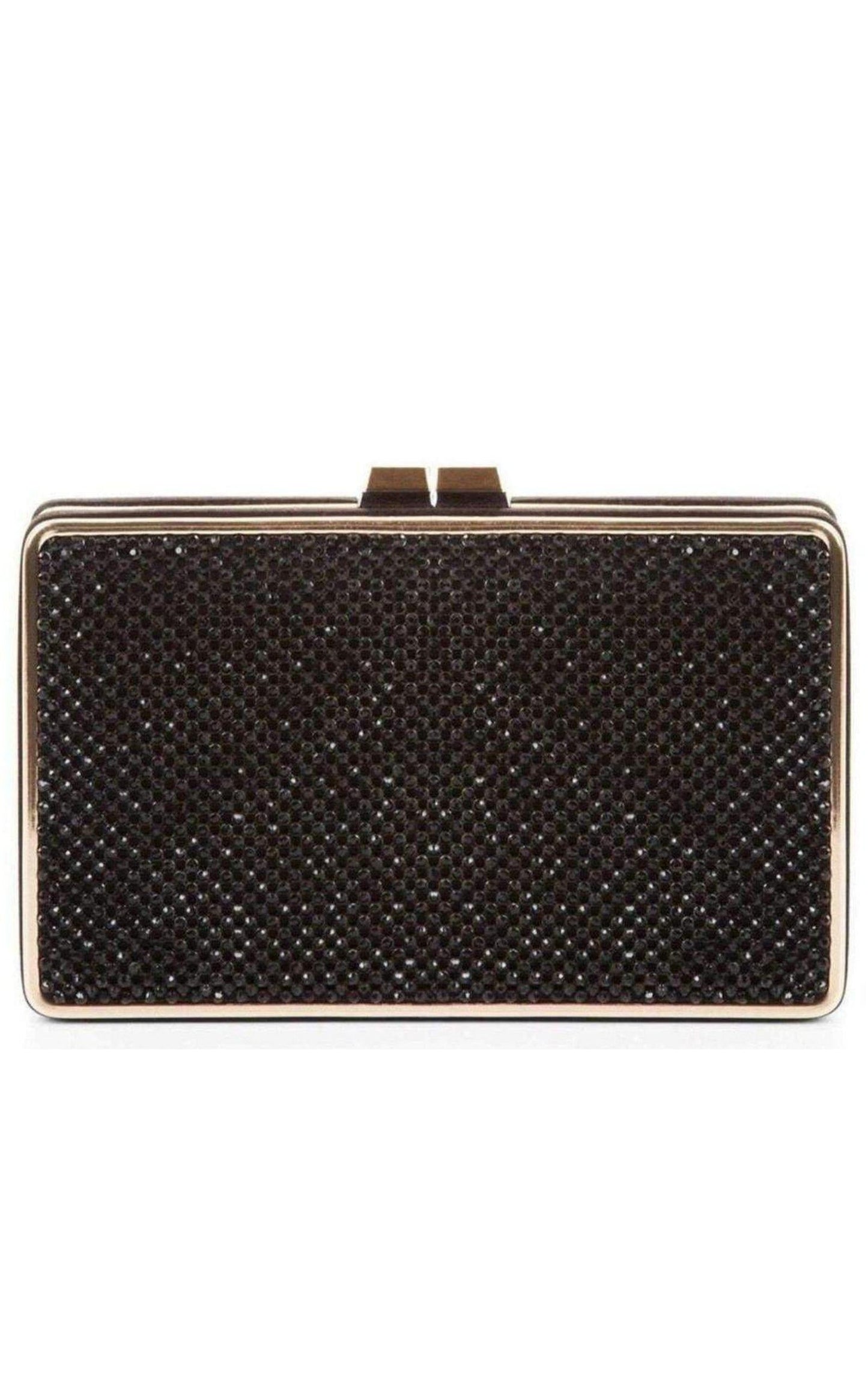 Sonia Black Crystal Mesh Satin Frame Clutch