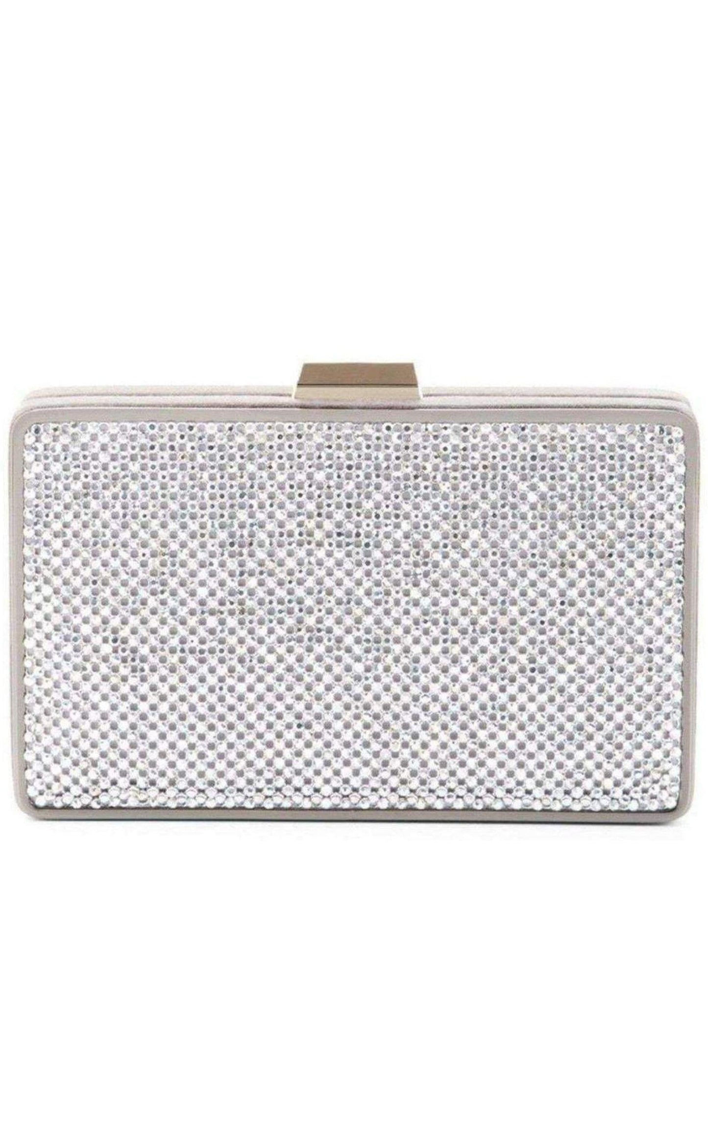 Sonia Silver Crystal Mesh Satin Frame Clutch