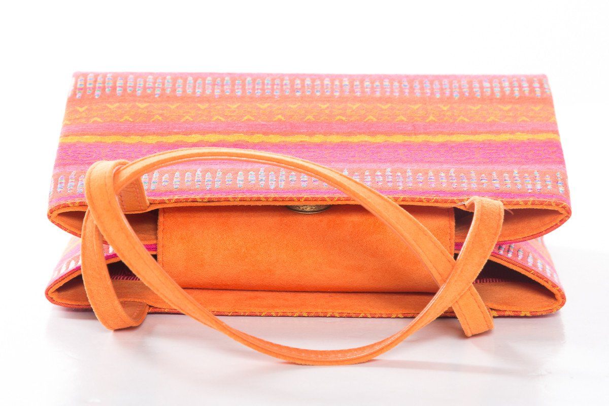 Stuart Weitzman Orange Evening Bag With Suede Trim