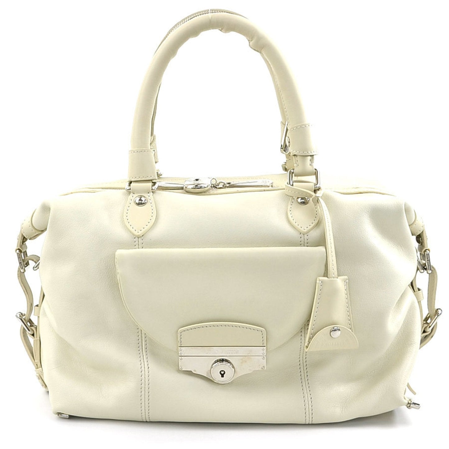 Luxury Leather Boston Bag with Accessories