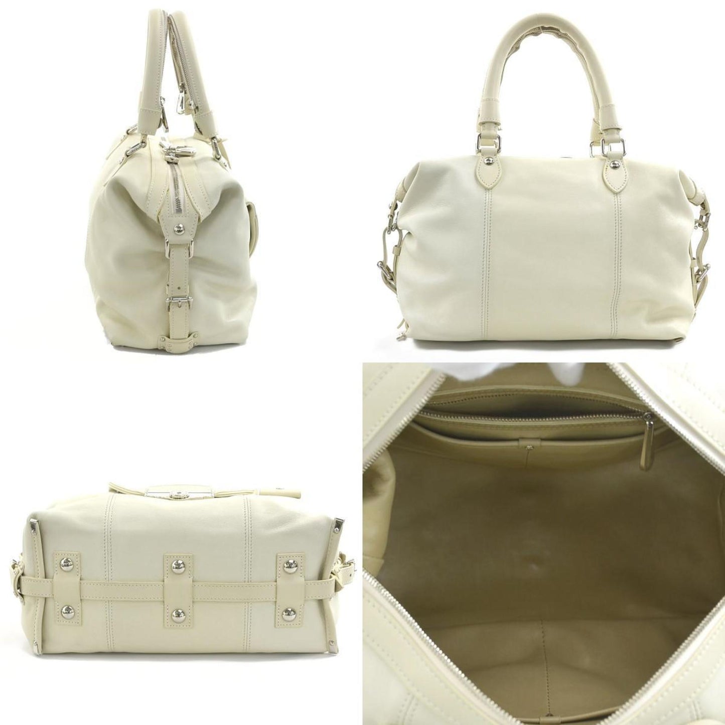 Luxury Leather Boston Bag with Accessories