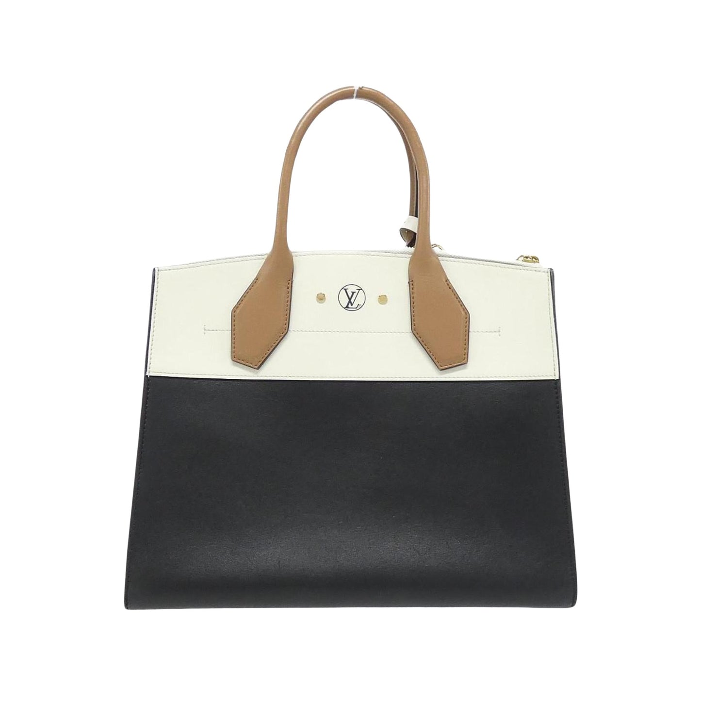 City Steamer Leather Handbag with Name Tag and Shoulder Strap