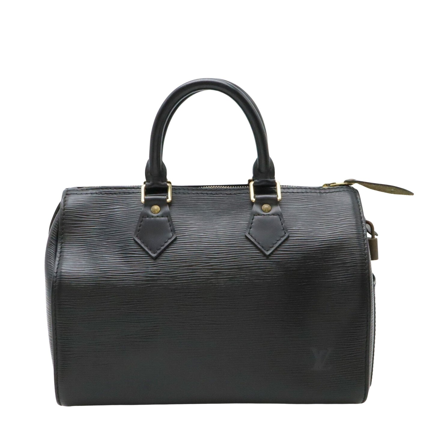 Leather Speedy Bag with Key and Padlock