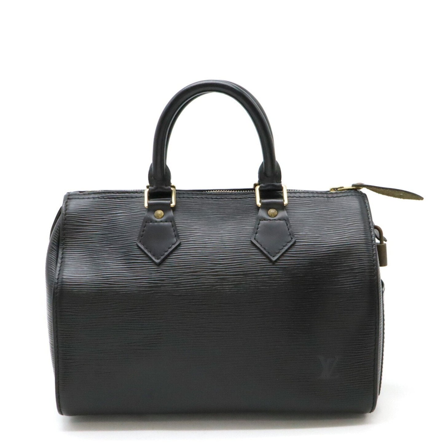 Leather Speedy Bag with Key and Padlock
