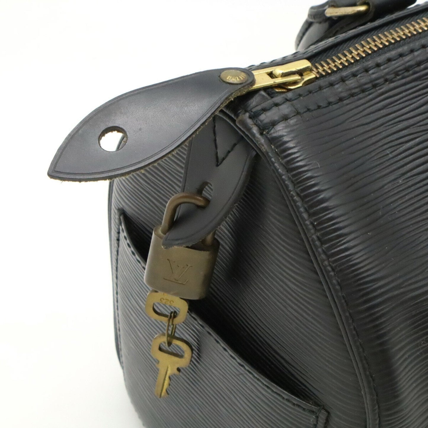 Leather Speedy Bag with Key and Padlock