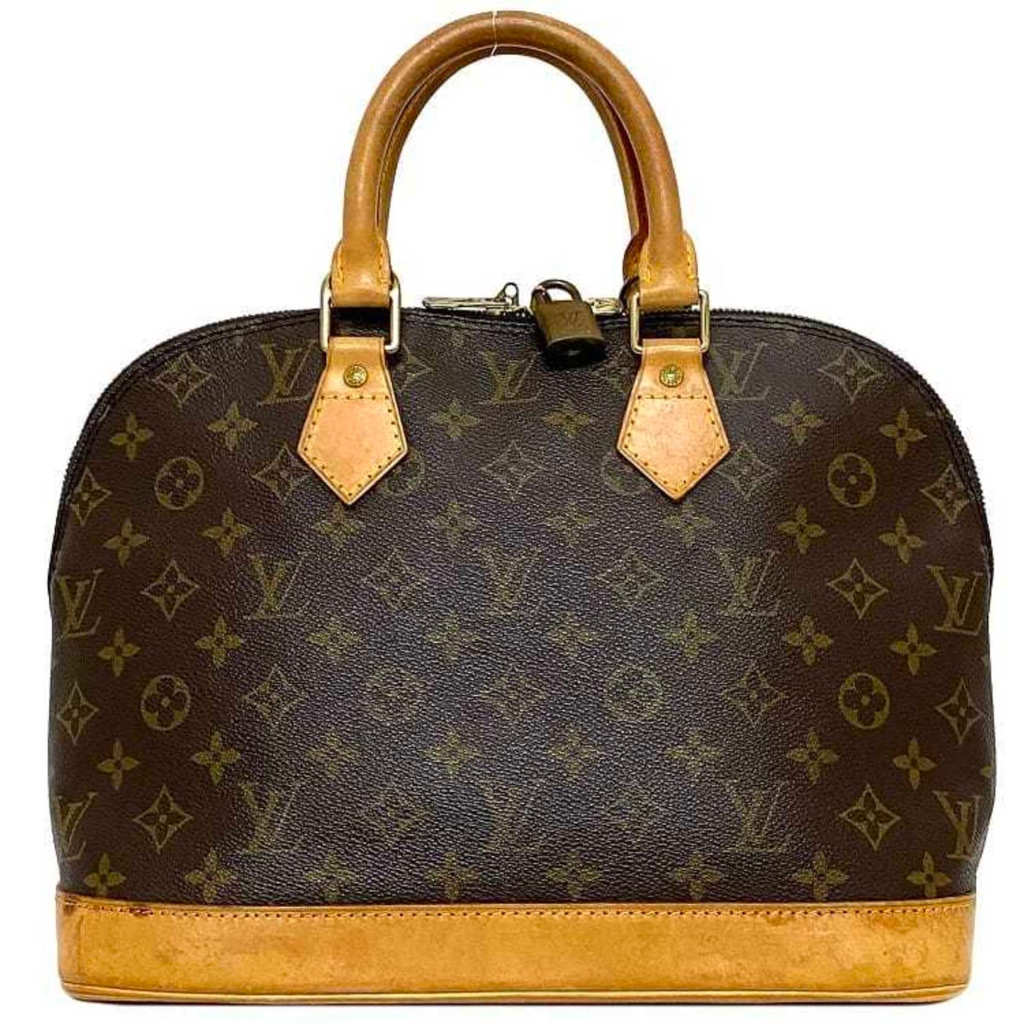 Canvas Monogram Handbag with Dual Handles and Metal Fittings