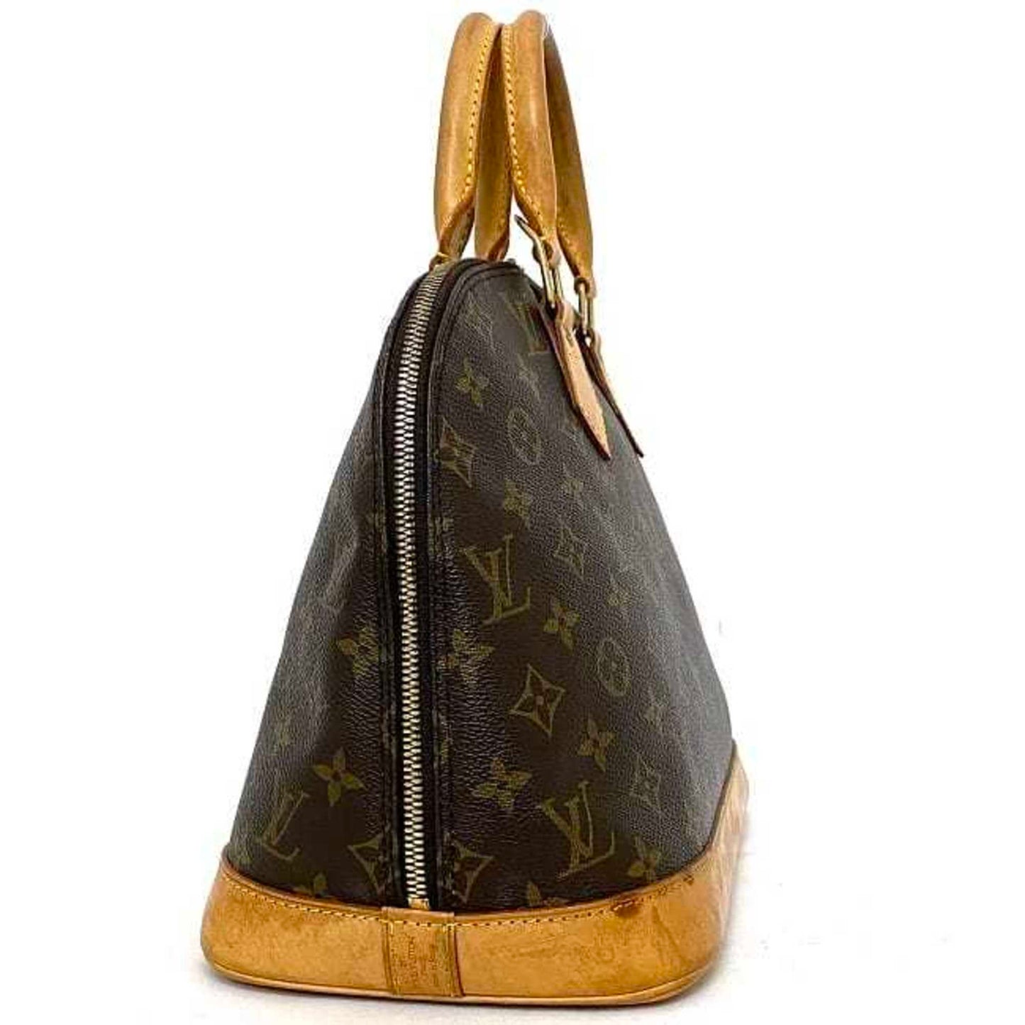 Canvas Monogram Handbag with Dual Handles and Metal Fittings