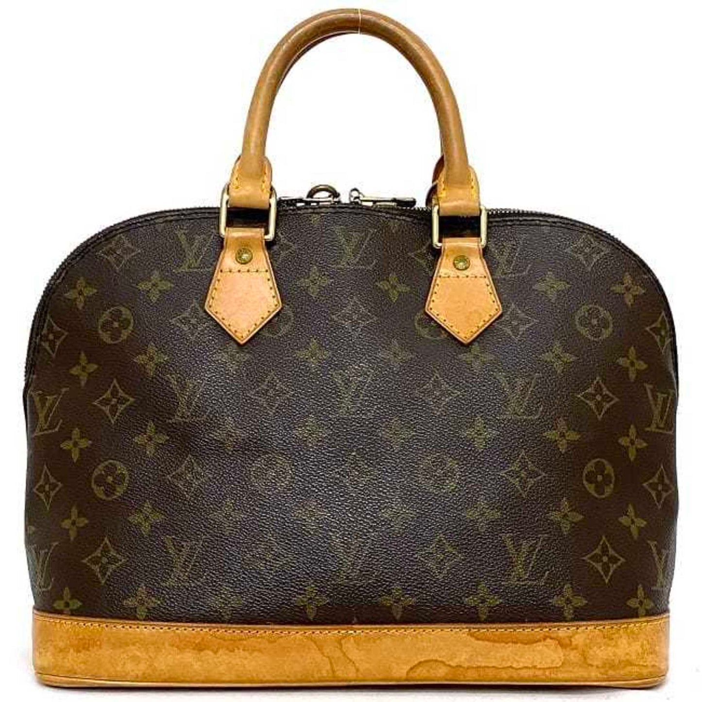 Canvas Monogram Handbag with Dual Handles and Metal Fittings