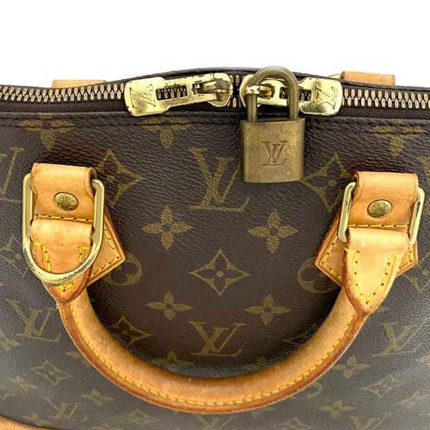 Canvas Monogram Handbag with Dual Handles and Metal Fittings