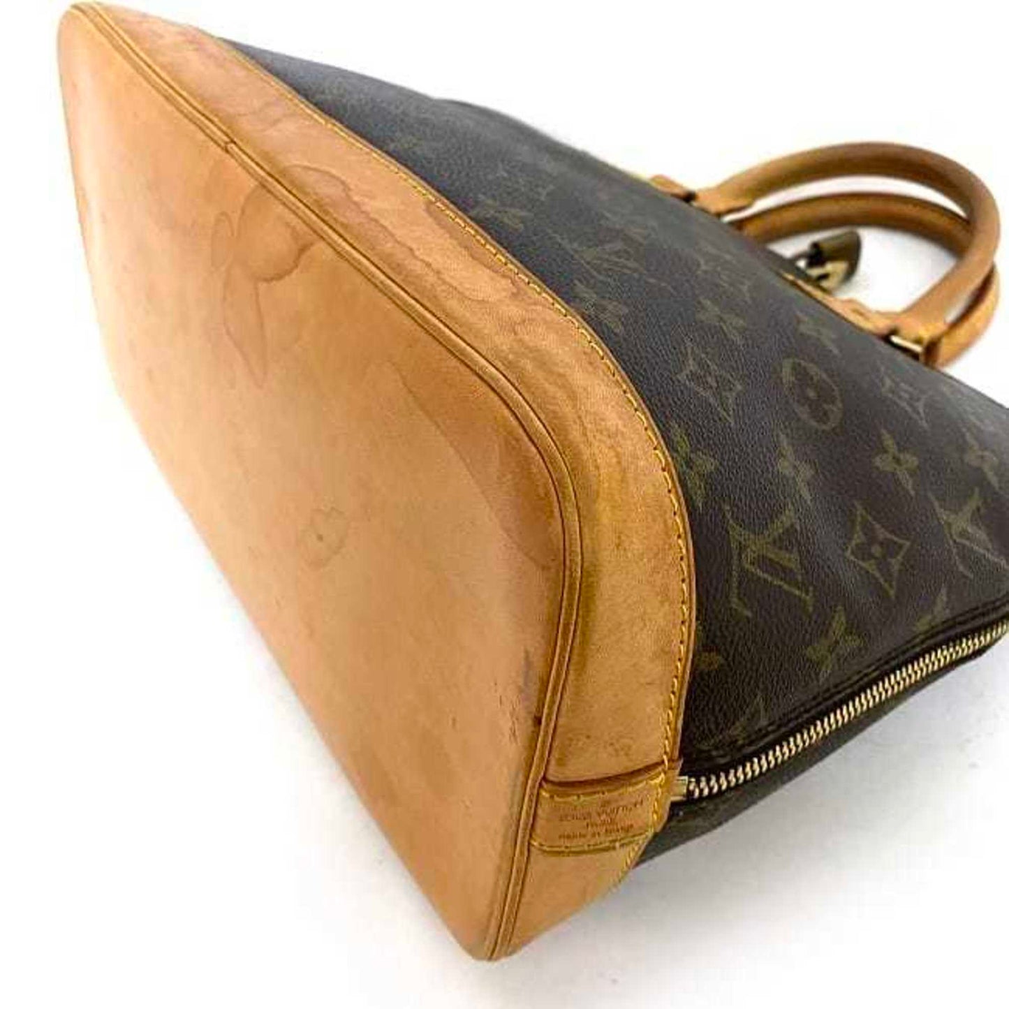 Canvas Monogram Handbag with Dual Handles and Metal Fittings