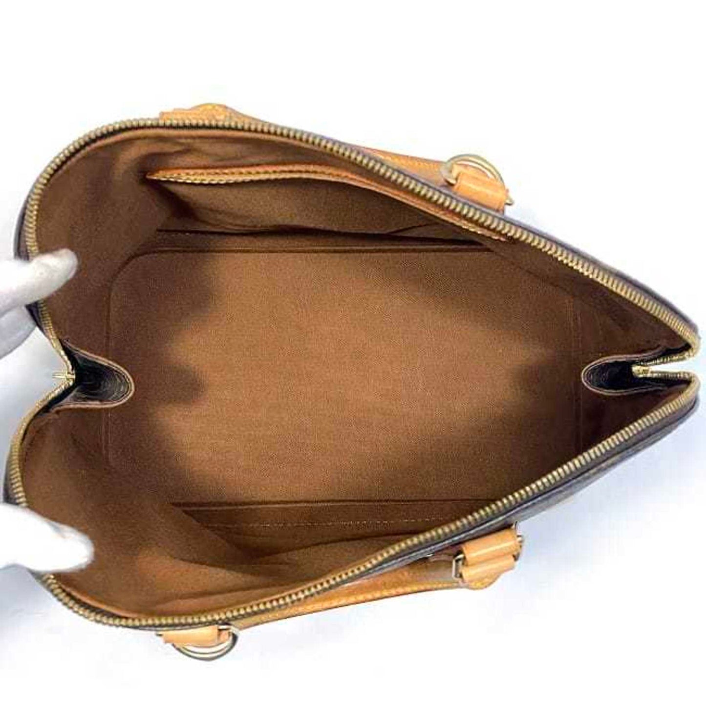 Canvas Monogram Handbag with Dual Handles and Metal Fittings