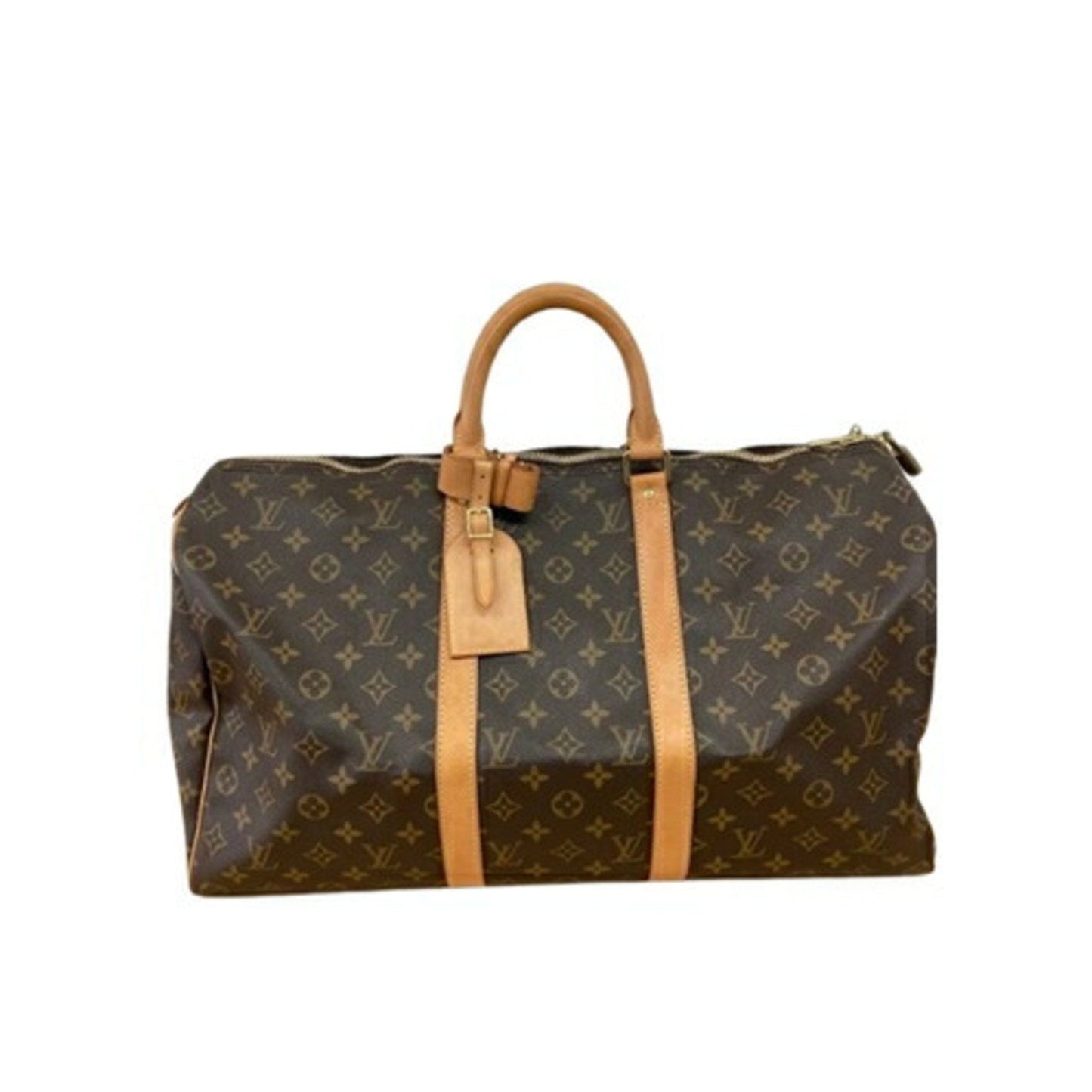 Luxury Monogram Canvas Duffel Bag with Name Tag and Padlock